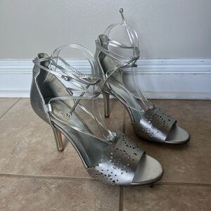 9W Silver Strappy Heels
